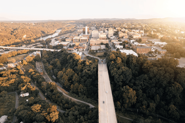 Aerial of downtown Lynchburg