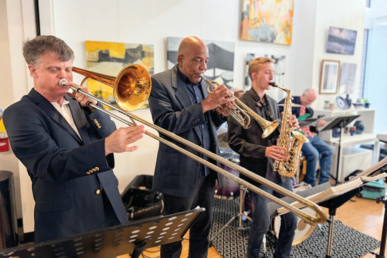 A jazz band performs during Third Thursday Music at Arts of the Albemarle in Elizabeth City, NC. 