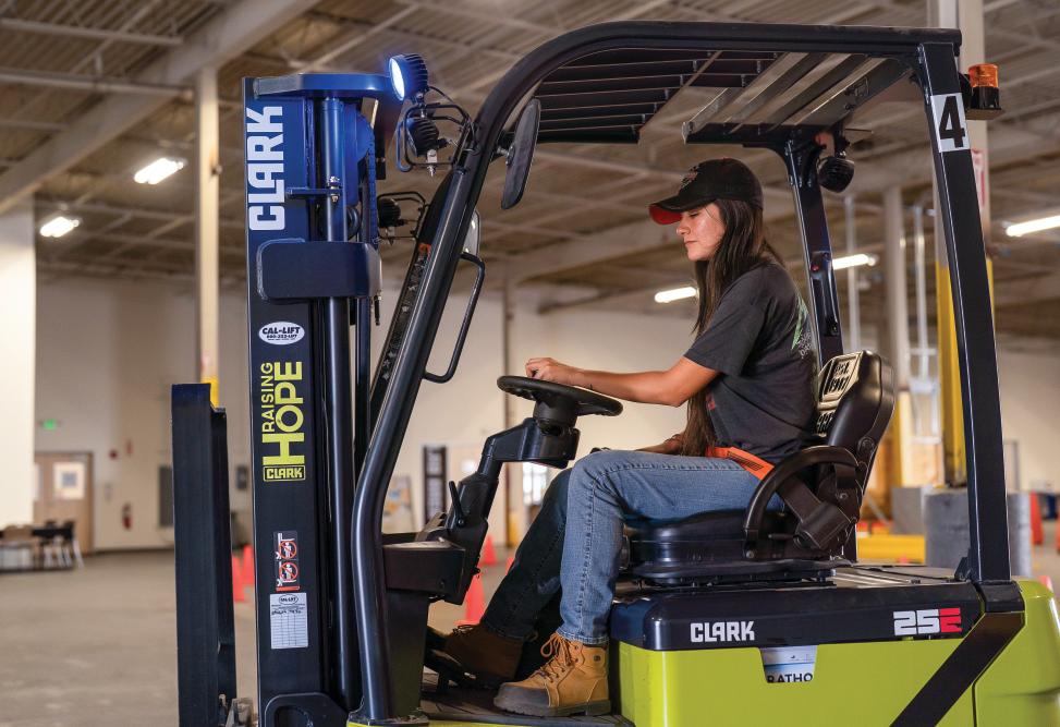 A student learns to operate machinery in one of Victor Valley College's program