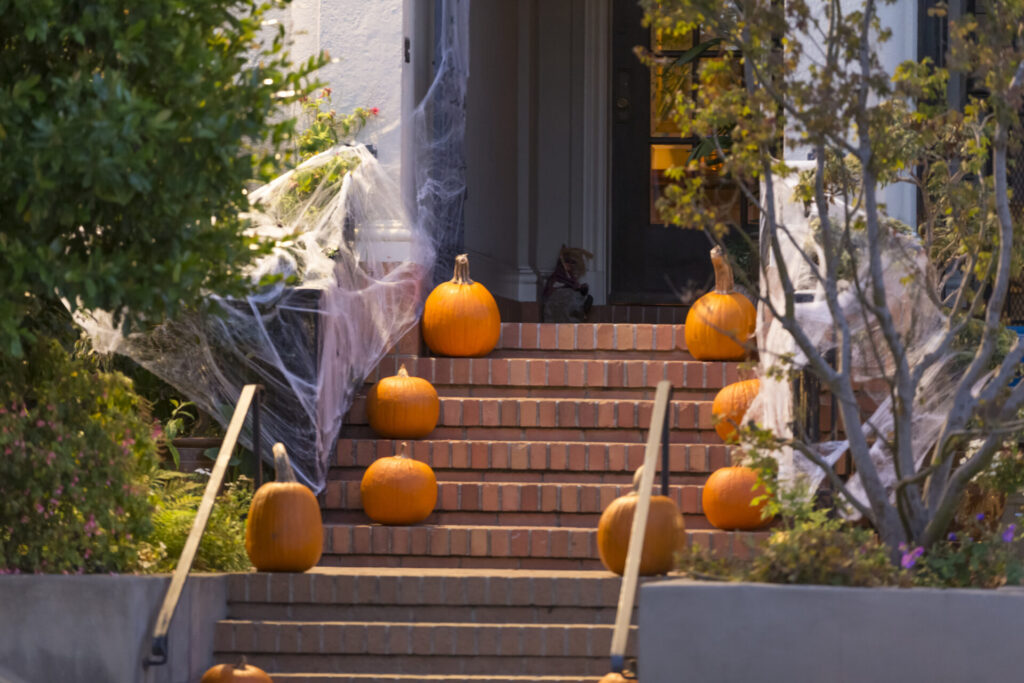 Halloween Decor on Front Stoop