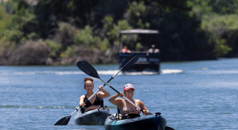 Kayakers set off from Banbury Adventures on the Snake River in Buhl, Idaho.