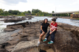 Amanda Zarate and her son enjoy activities along the Chattahoochee River.