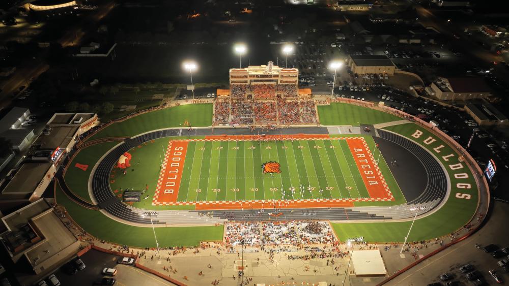 A high school football field in Artesia