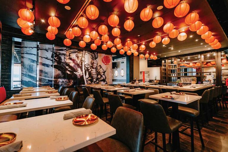 Interior shot of the dining room at Thai Samurai in Williamson County.