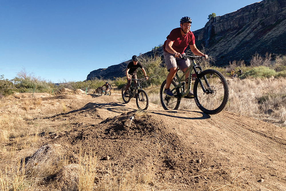 Young men go mountain biking as part of the College of Southern Idaho Outdoor Recreation Leadership program.