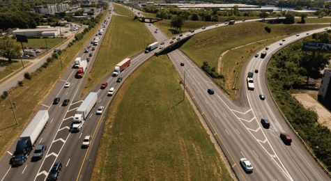 For article about investments in innovation around Tennessee. Photo shows arial view of a key intersection near Nashville.