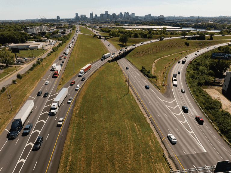 For article about investments in innovation around Tennessee. Photo shows arial view of a key intersection near Nashville.