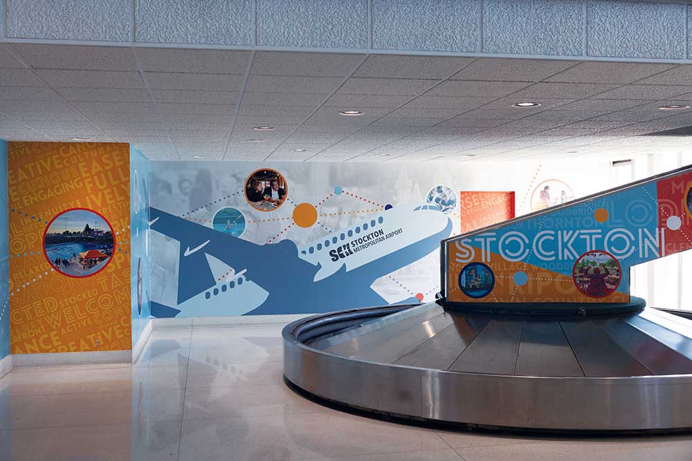 The baggage claim area of Stockton Metropolitan Airport in Stockton, California.