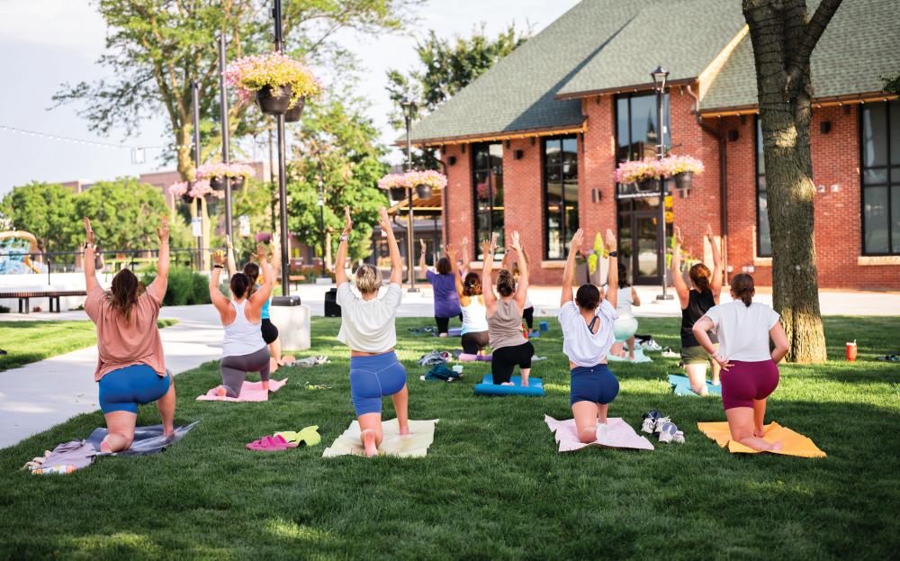 People doing yoga
