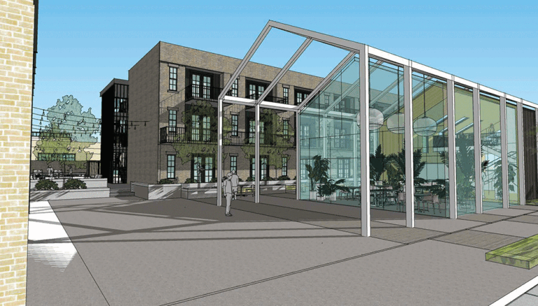 Rendering of the renovation of the Greyhound Bus Lines building in Memphis.