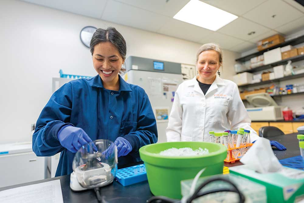 Students in the lab at the University of the Pacific in San Joaquin County, CA.