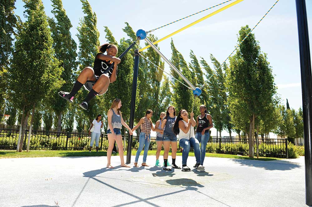 Residents at a park in Mountain House, CA, which is located in San Joaquin County.
