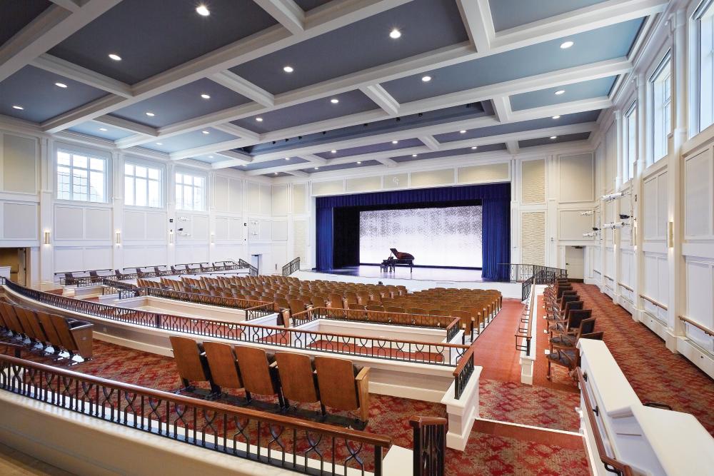 The Sutton Theatre at Well-Spring Retirement Community in Greensboro, NC, was completed 2019. CJMW began working with Well-Spring in 1987.