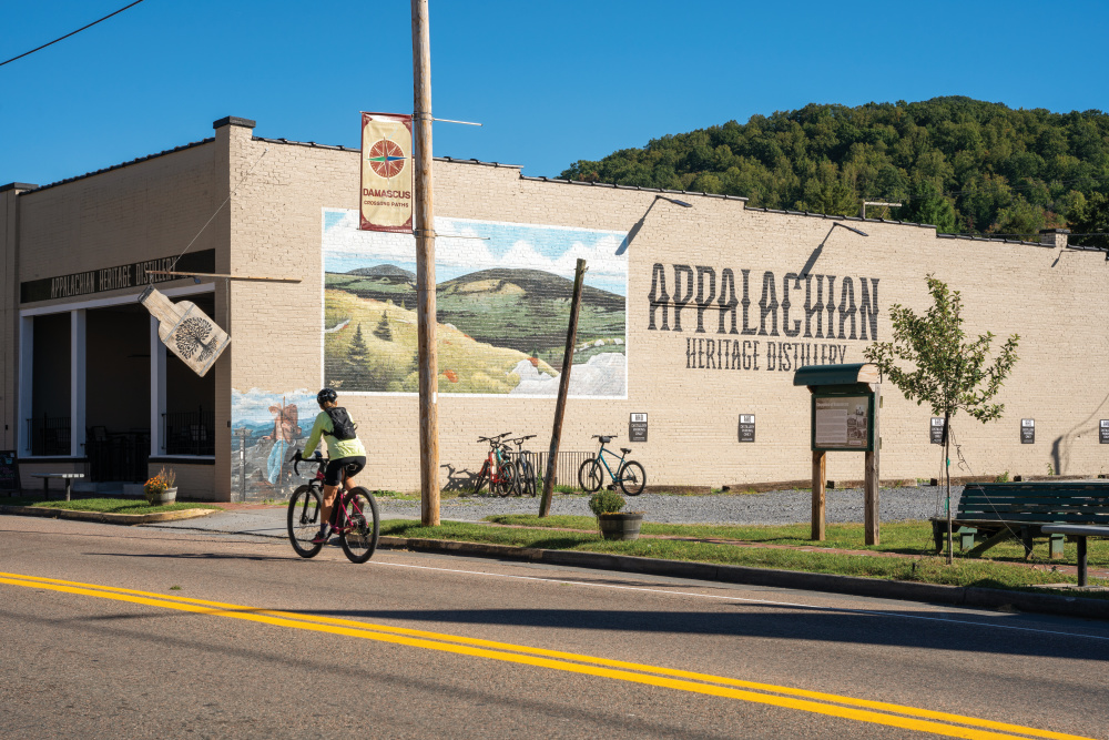 Appalachian Distillery mural in downtown Damascus VA