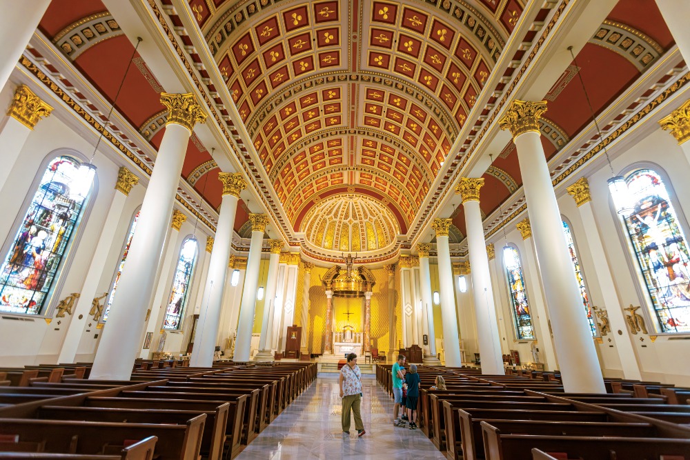 Visitors tour the Cathedral-Basilica of the Immaculate Conception in downtown Mobile, Alabama.