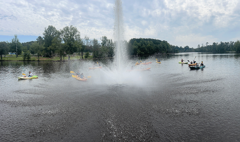 Campers enjoy a kayaking activity in Edgefield County.