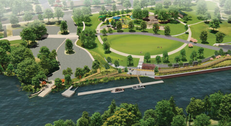 A rendering of the Town Common Bulkhead & Esplanade Project shows a planned 160-foot dock for recreational boats, a new walkway and an elevated overlook.