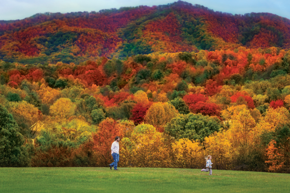 Visitors enjoy the fall colors at Willow Springs Park in Johnson City, TN