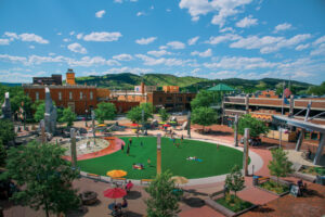 Looking down into Main Street Square in Rapid City, SD