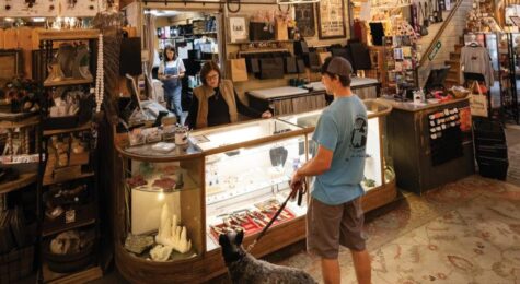 Visitors shop at The Barn Antiques and Specialty Shops in downtown Castle Rock, Colorado.