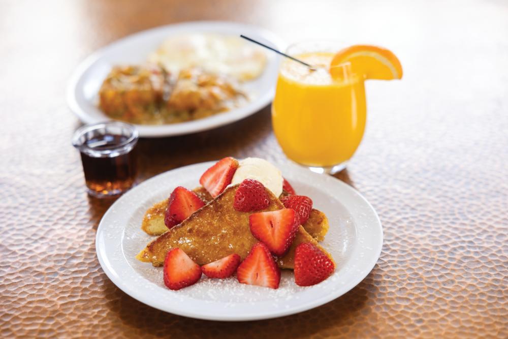 French toast, huevos rancheros and a mimosa at the Castleview Cafe.