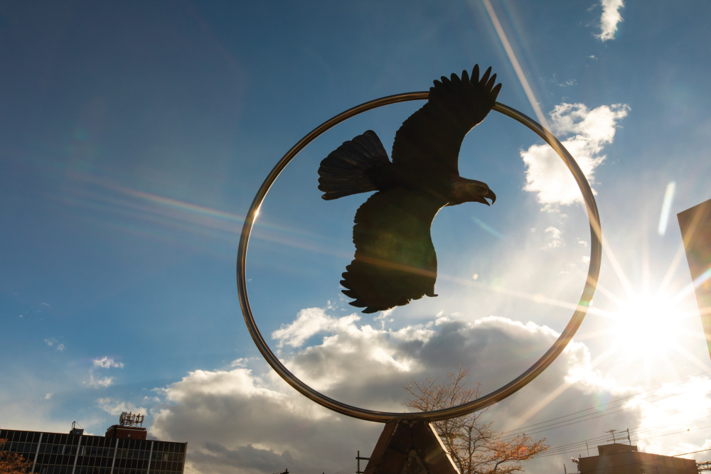 Eagle Against the Sun sculpture in Casper, WY