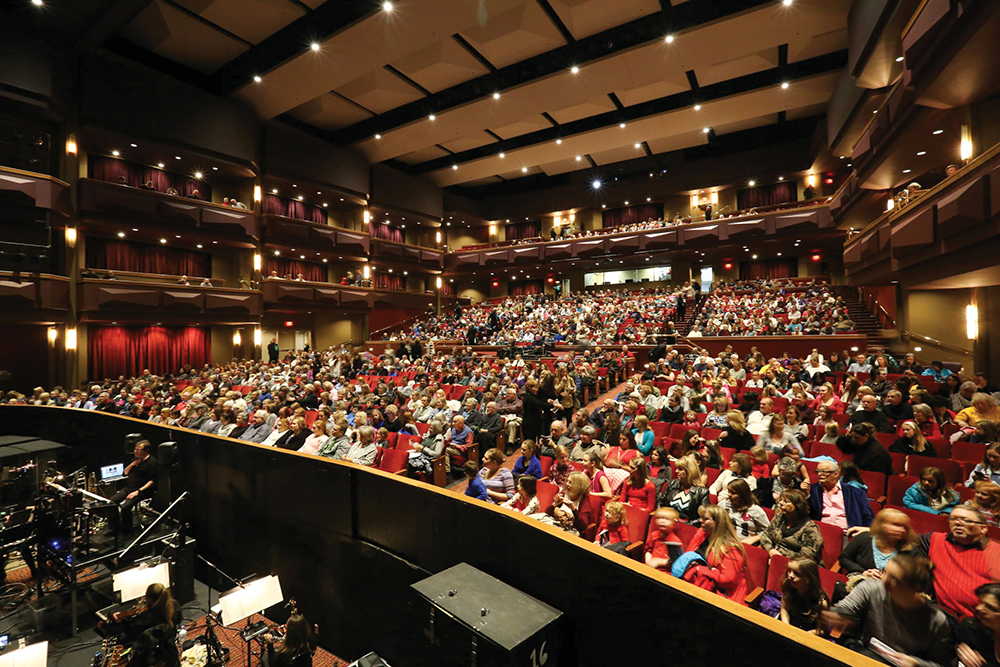 The auditorium at Johnson County Community College is filled for a performance.