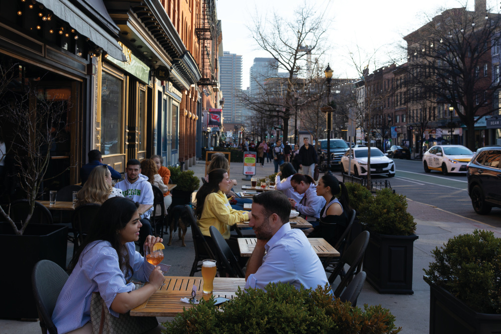 Visitors in downtown Hoboken, New Jersey.