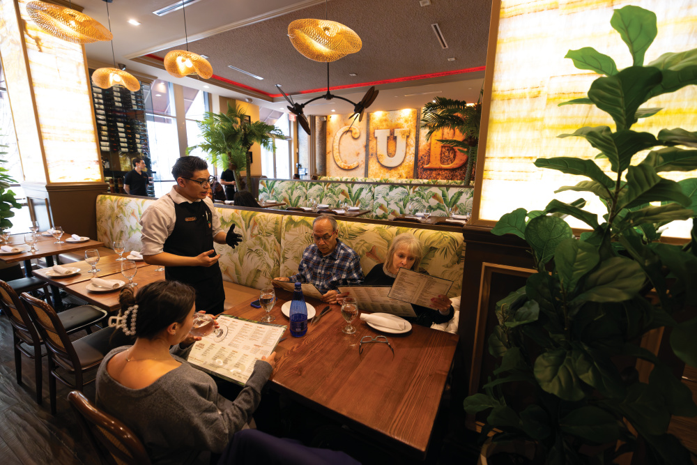 Visitors order lunch at Rumba Cubana restaurant in Jersey City.