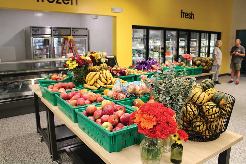 Shot of the groceries and produce at Gather's Community Food Center in Portsmouth.