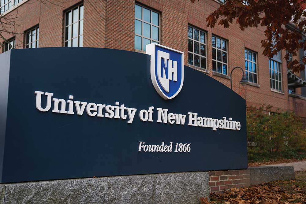 Exterior of a sign at University of New Hampshire.