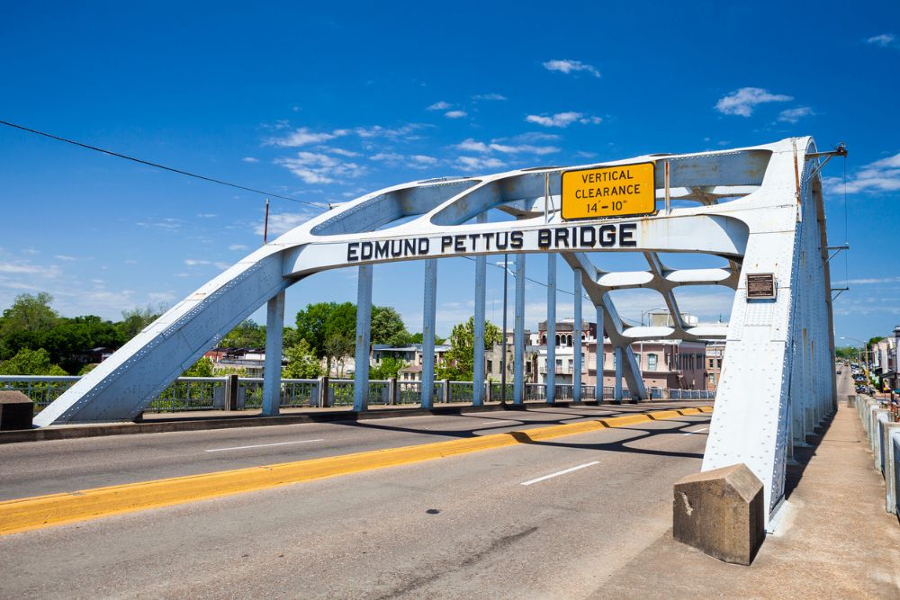 The Edmund Pettus Bridge in Selma, Alabama where a historic civil rights march took place.