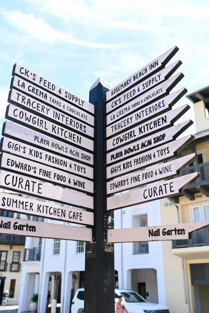Sign of shops at Rosemary beach