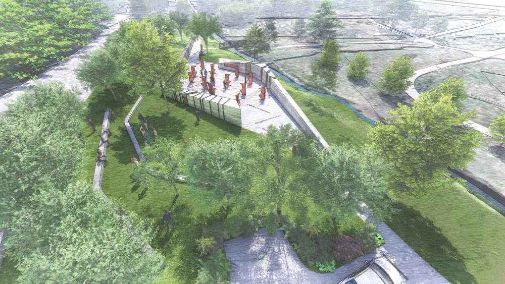 A rendering of the national civil rights monument currently under construction in Oak Ridge.