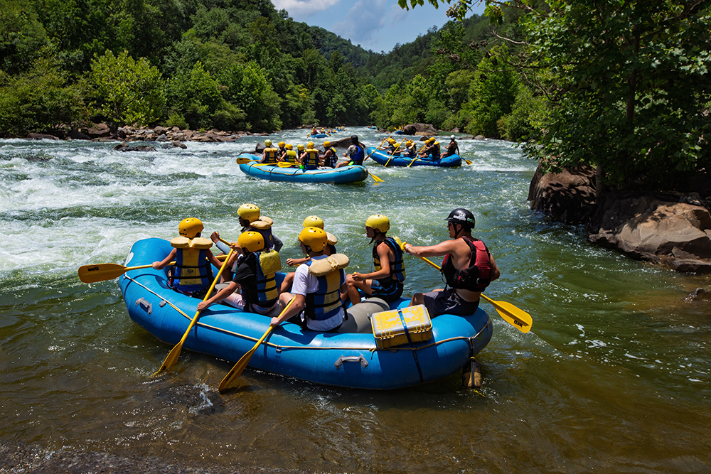 Whitewater rafters on the Ocoee River in Ducktown, TN, near Chattanooga.