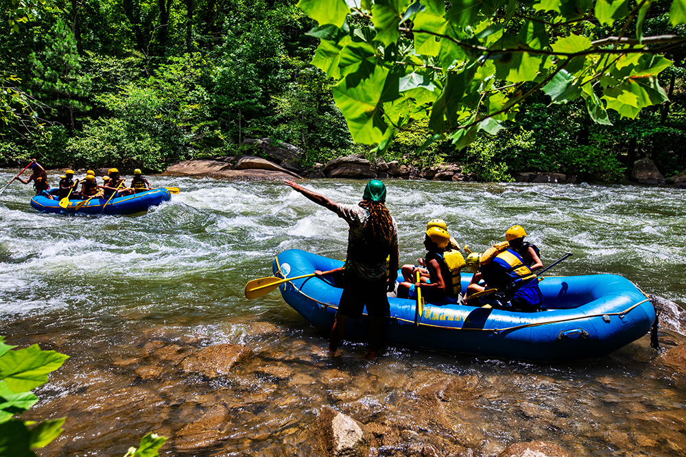 Whitewater rafters on the Ocoee River in Ducktown, Tennessee, near Chattanooga.