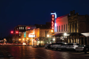 Downtown Tyler in the evening.
