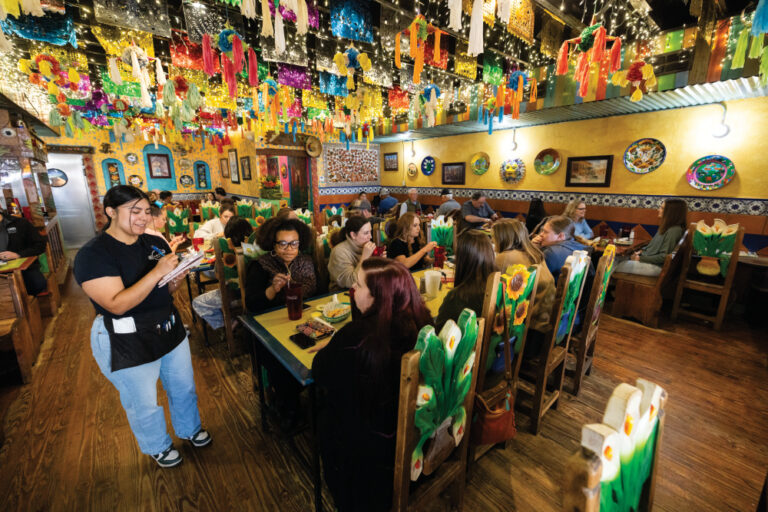 Visitors dine during lunch at Don Juan on the Square in Tyler, Texas.