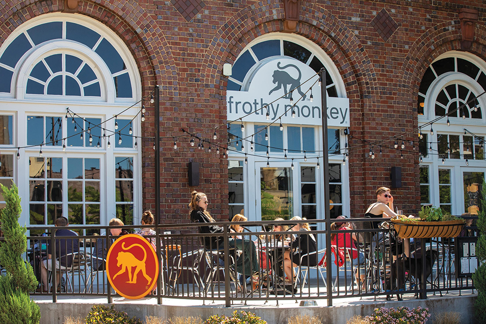 A Frothey Monkey coffee shop is located in Chattanooga Choo Choo Hotel in downtown Chattanooga, Tennessee.