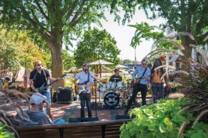 Musicians perform at Downtown Ames Art Festival.