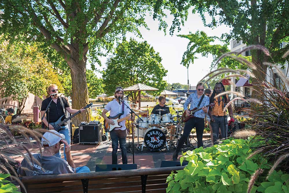 Musicians perform at Downtown Ames Art Festival.