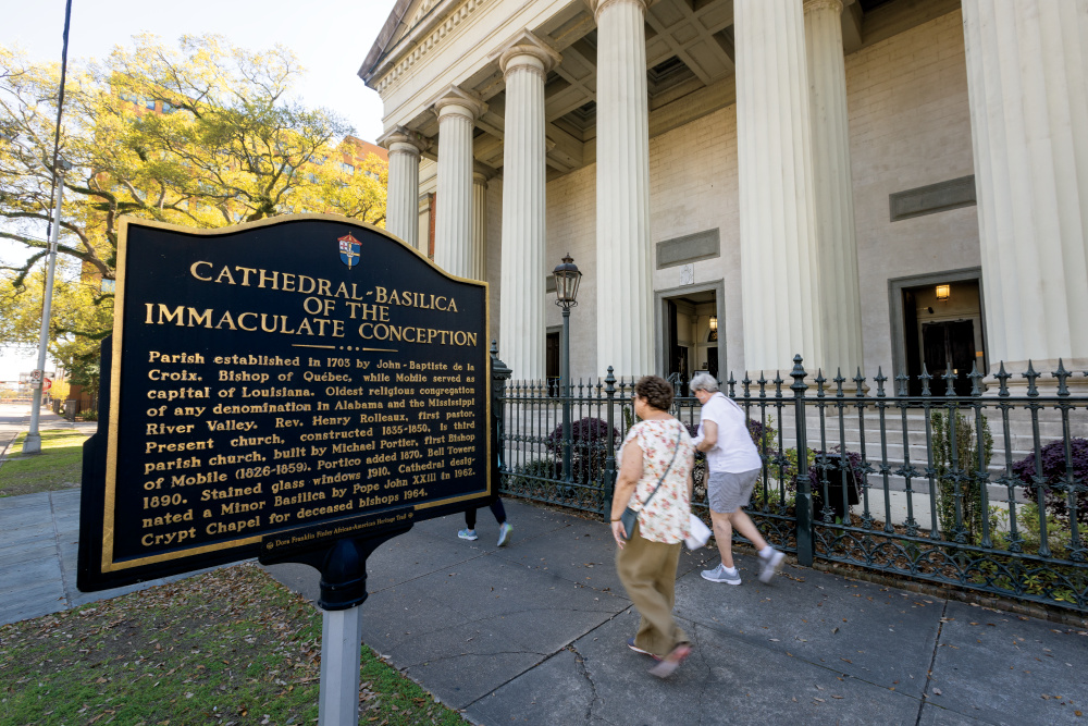 The Cathedral - Basilica of the Immaculate Conception in downtown Mobile along the Alabama Dora Franklin Finley African American Heritage Trail in downtown Mobile, Alabama.