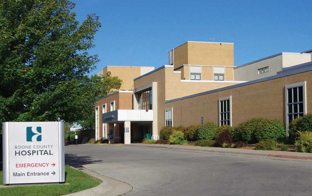 Exterior shot of Boone County Hospital.