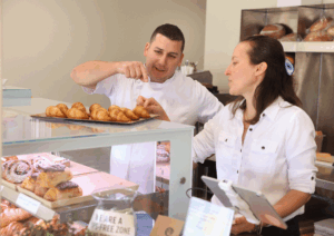 Restaurant co-owners Natalia Iakovleva and Sergey Pokanevych at Chef Sergey's Bakery in Midland, Michigan.