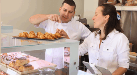 Restaurant co-owners Natalia Iakovleva and Sergey Pokanevych at Chef Sergey's Bakery in Midland, Michigan.
