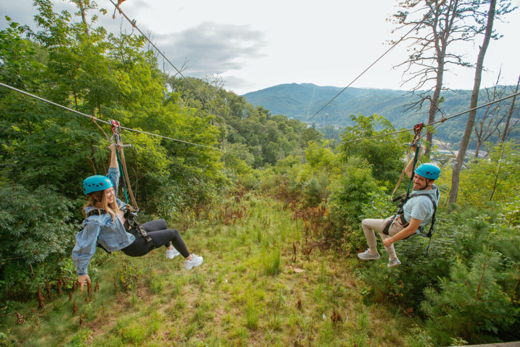 Dueling Ziplines at Anakeesta
