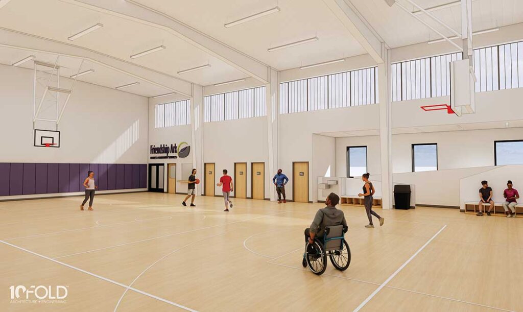 People playing basketball at Friendship Ark in the Greater Ames, IA, region.