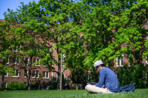 Sudents on the University of Idaho campus in the spring