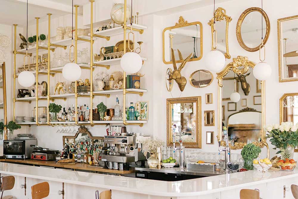 Juniper and Olive Co restaurant interior Parisian bistro style Jewell Iowa.