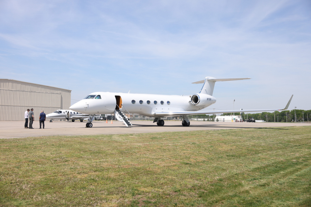 A private jet parked at Maury County Regional Airport in Mt. Pleasant, Tennessee.